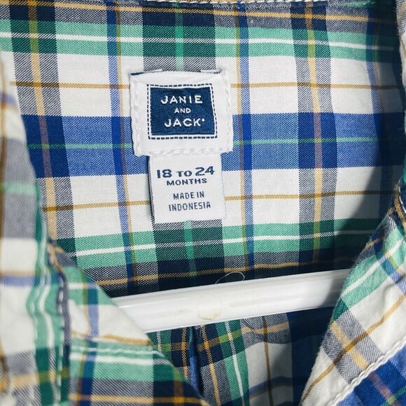Janie and Jack Boys 18-24 Month Plaid Dress button up shirt long sleeve - Picture 3 of 4